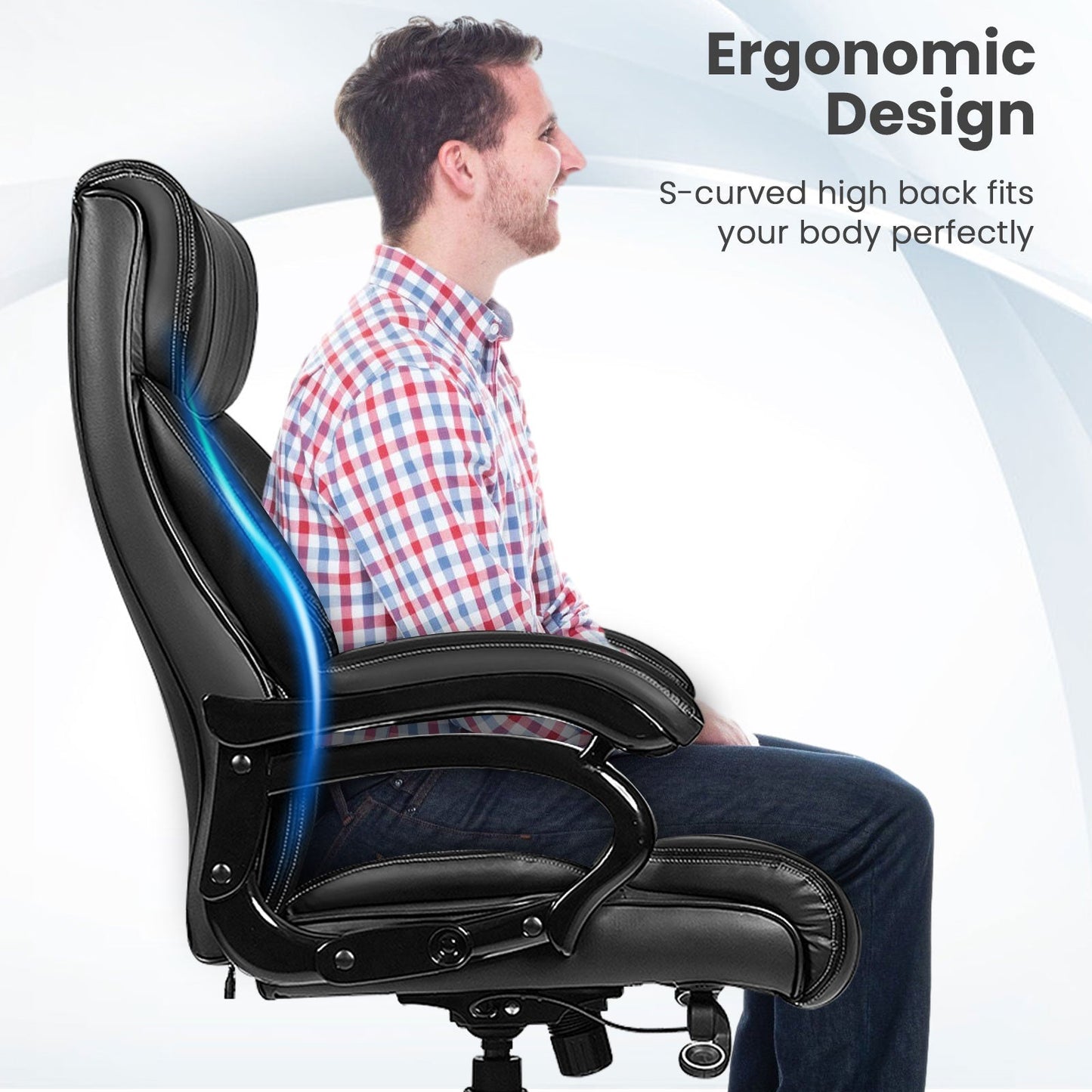 Big & Tall 400lb PU Leather Massage Office Chair-Black