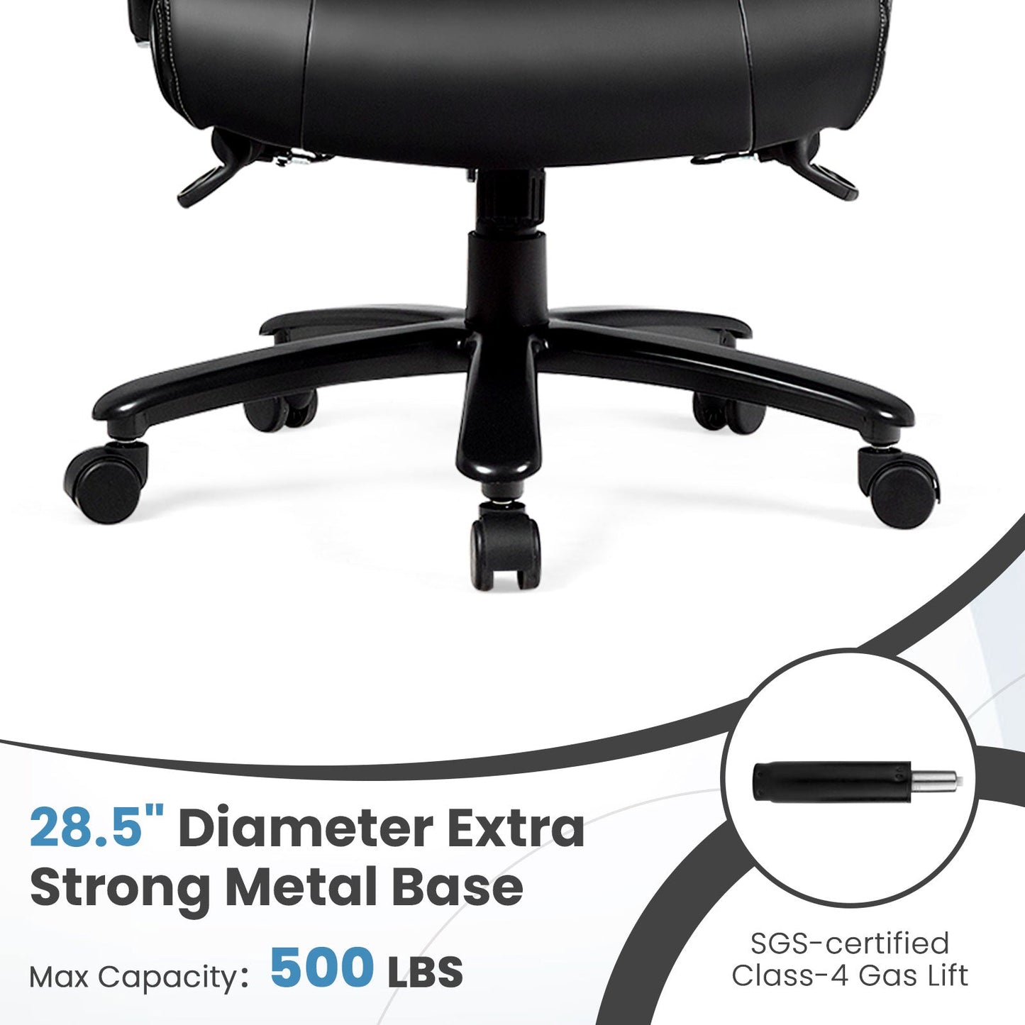 Big & Tall 400lb PU Leather Massage Office Chair-Black