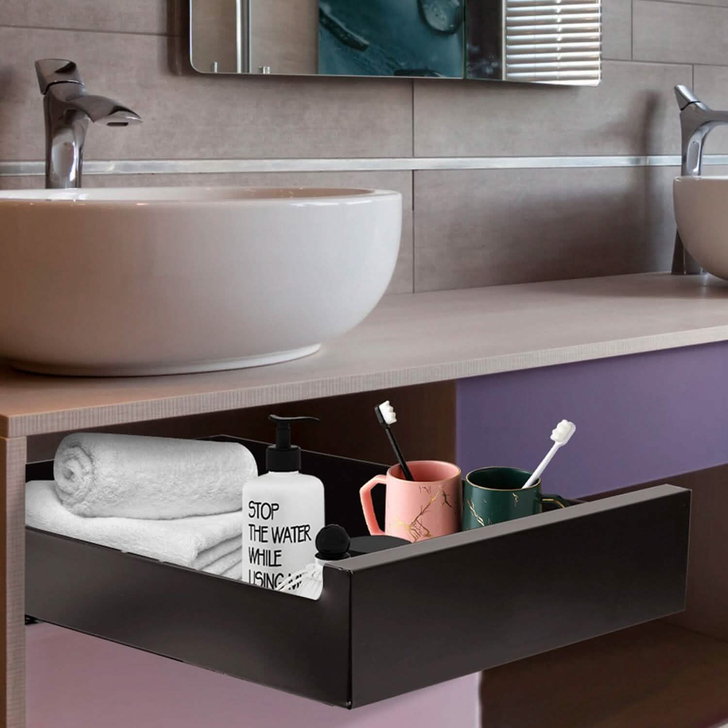 Pull Out Cabinet Organizer Carbon Steel Quiet Slide Rails