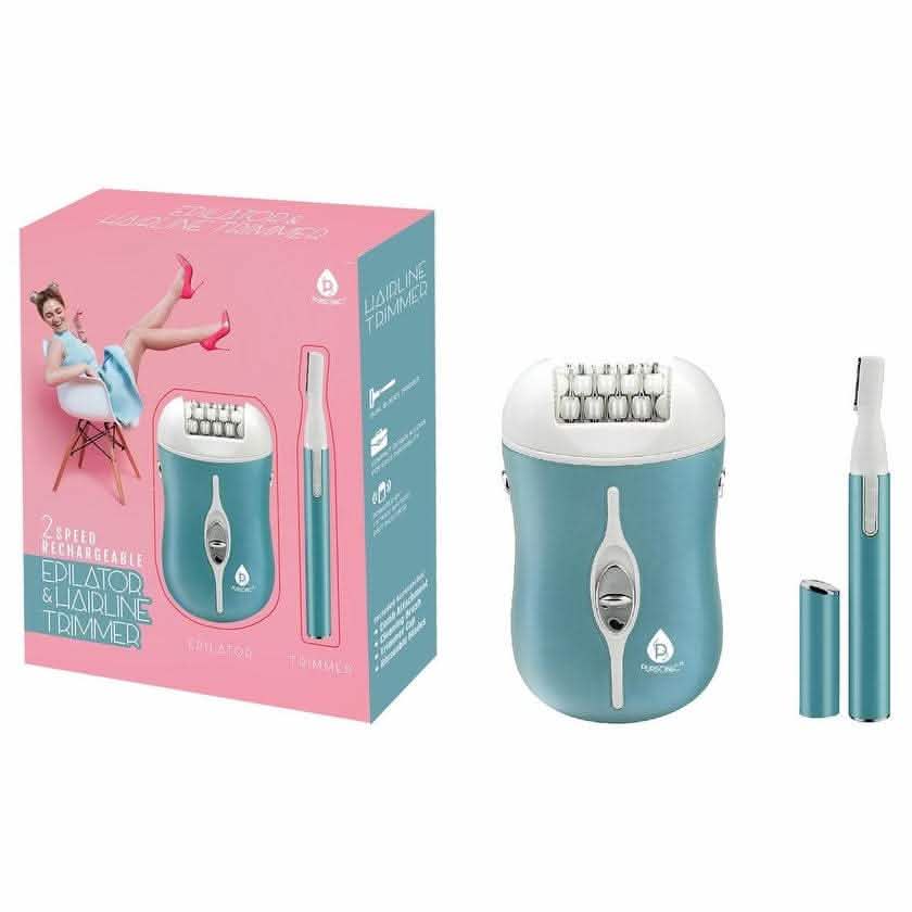 Kit Épilateur Rechargeable 2 Vitesses et Tondeuse de Précision Pursonic