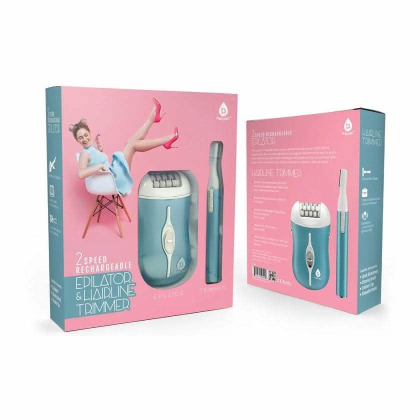 Kit Épilateur Rechargeable 2 Vitesses et Tondeuse de Précision Pursonic