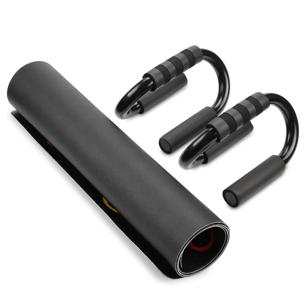 Barres de pompes en S pour exercices de fitness en salle de sport avec tapis d'entraînement de pompes