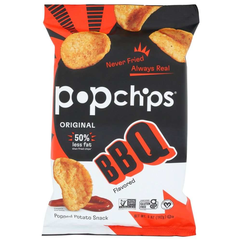 POPCHIPS BBQ Potato Chips - 5oz Snack with Tasty, Tangy & Smoky Flavor