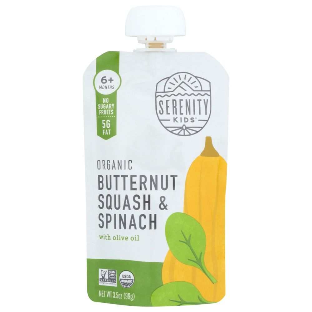 SERENITY KIDS Organic Baby Food - Nourishing Butternut & Spinach 3.5oz