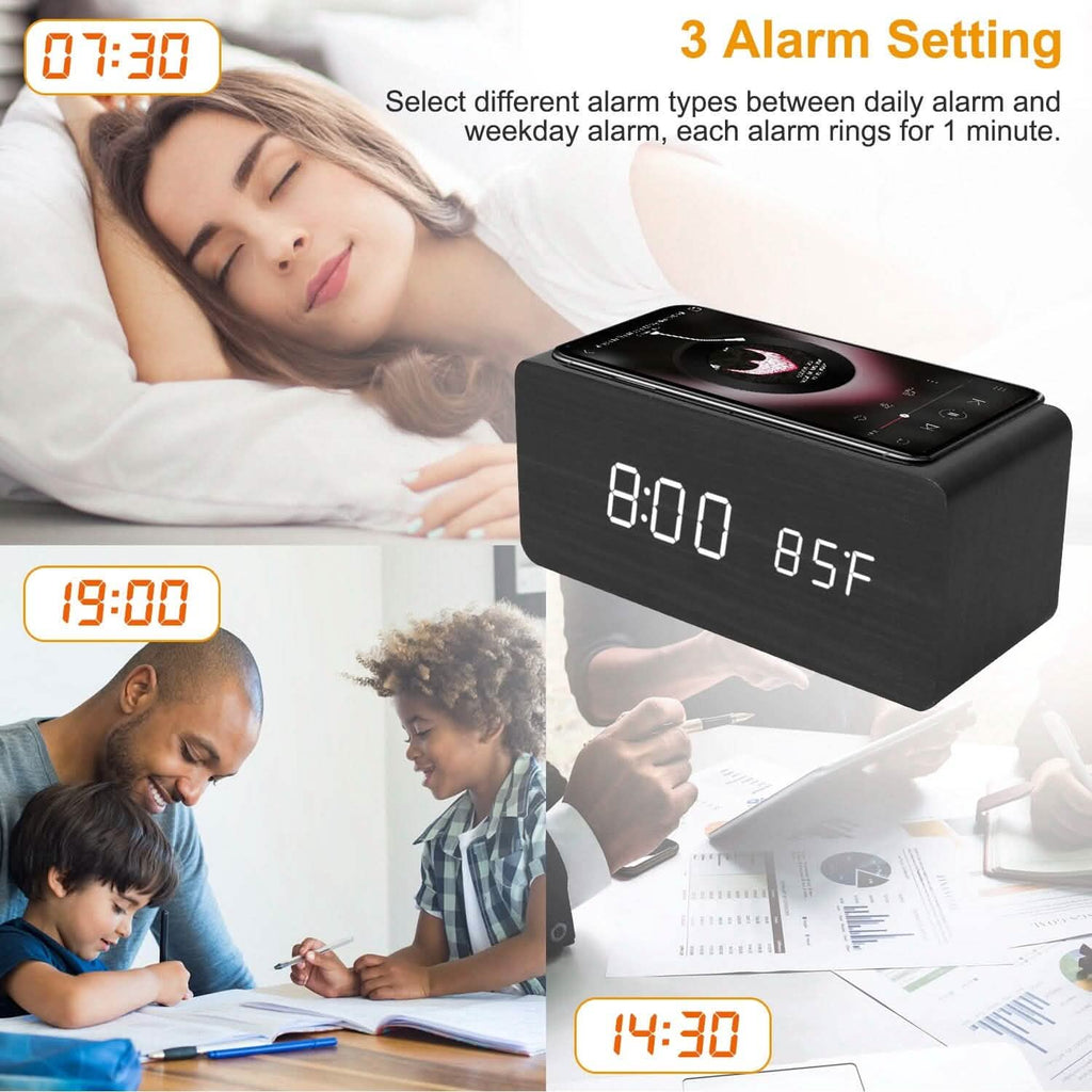 Réveil numérique avec chargeur sans fil Qi