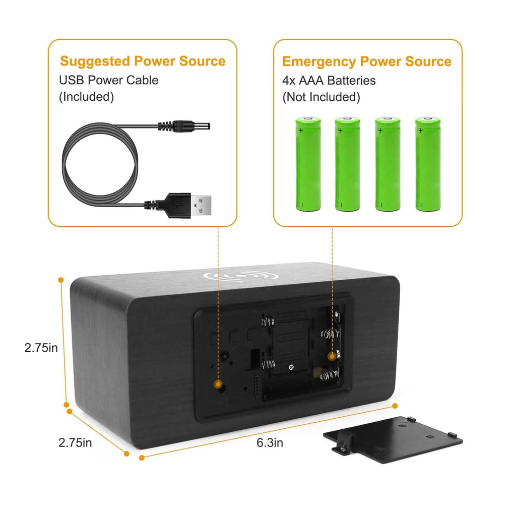 Réveil numérique avec chargeur sans fil Qi