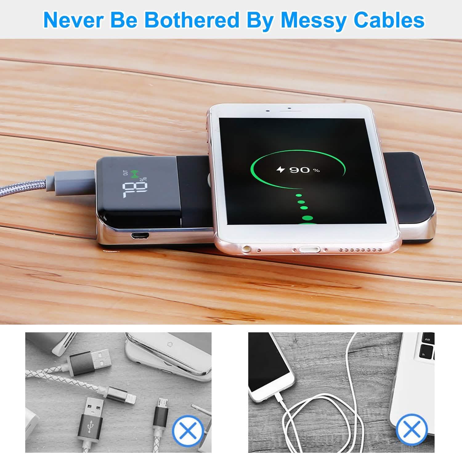 Qi Wireless Station 10000mAh Powerbank with 4 Modes Flashlight