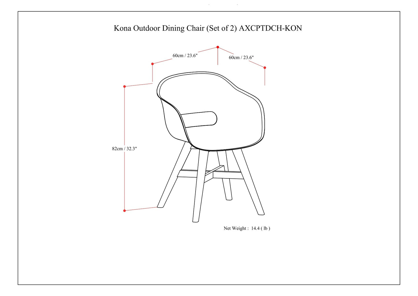 Kona Outdoor Dining Chair in Plastic (Set of 2)