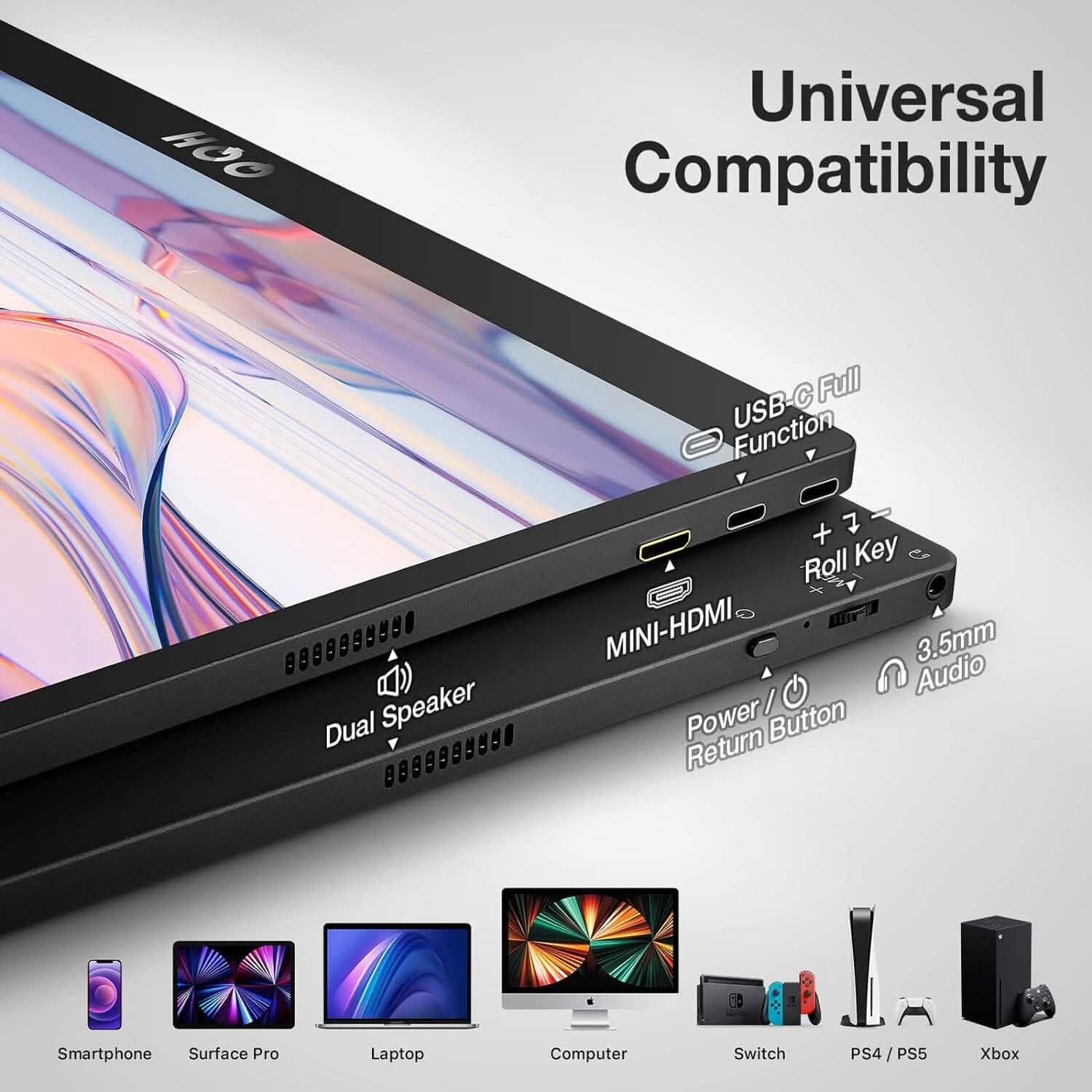 QQH 15.6インチ 1080P IPS ポータブルモニター（リファービッシュ品）