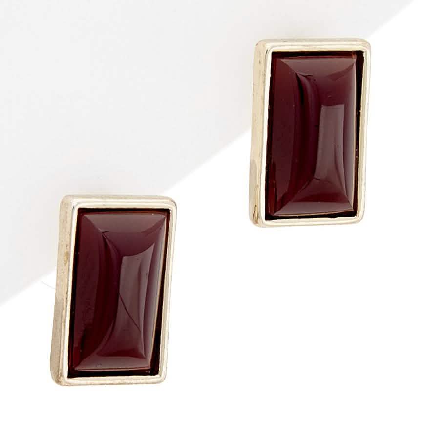 Quartz Rectangle Stud Earrings