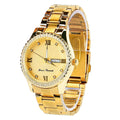 Montre à Quartz de Luxe en Acier Or avec Strass en Cristal
