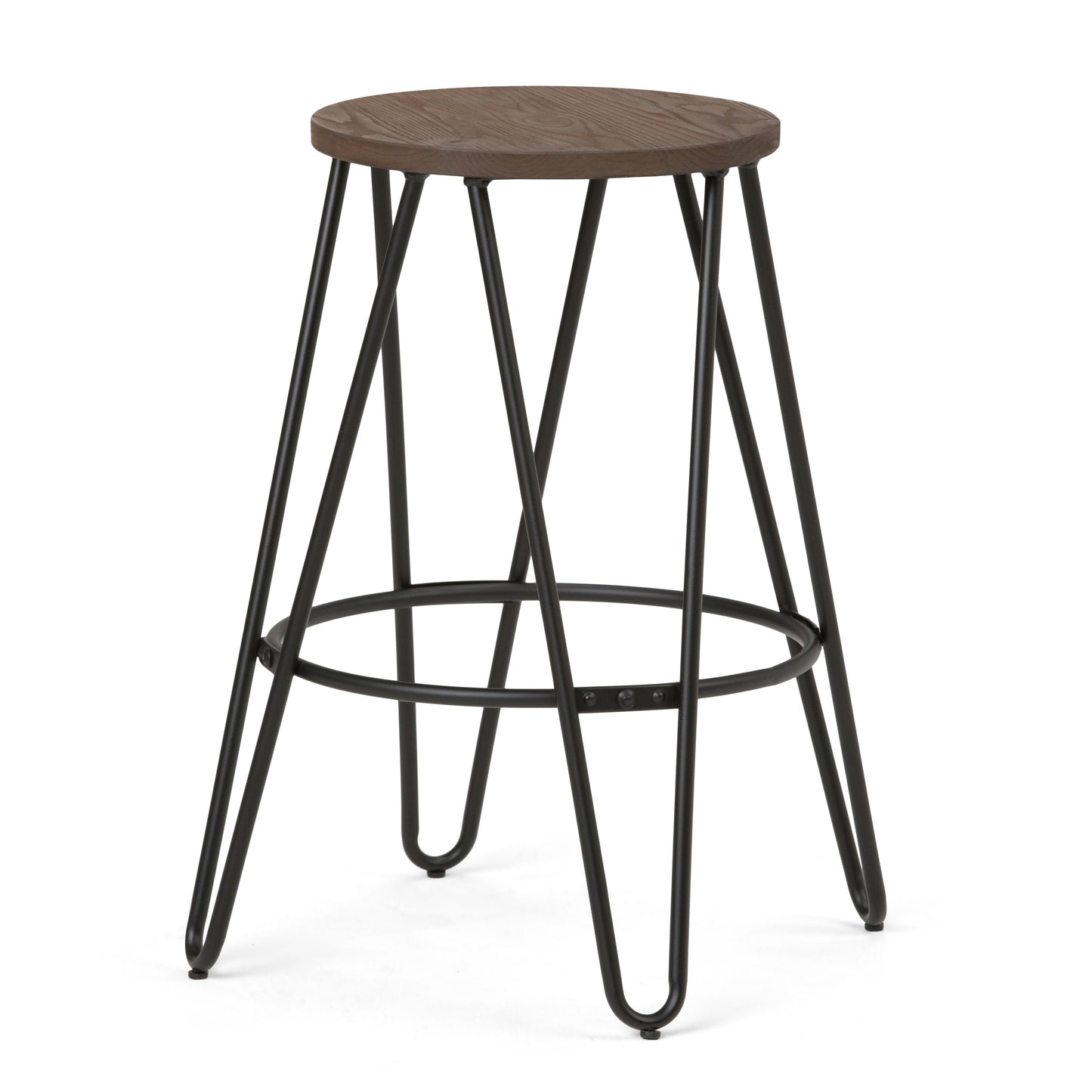Simeon - 24" Metal Counter Height Stool with Wood Seat - Cocoa