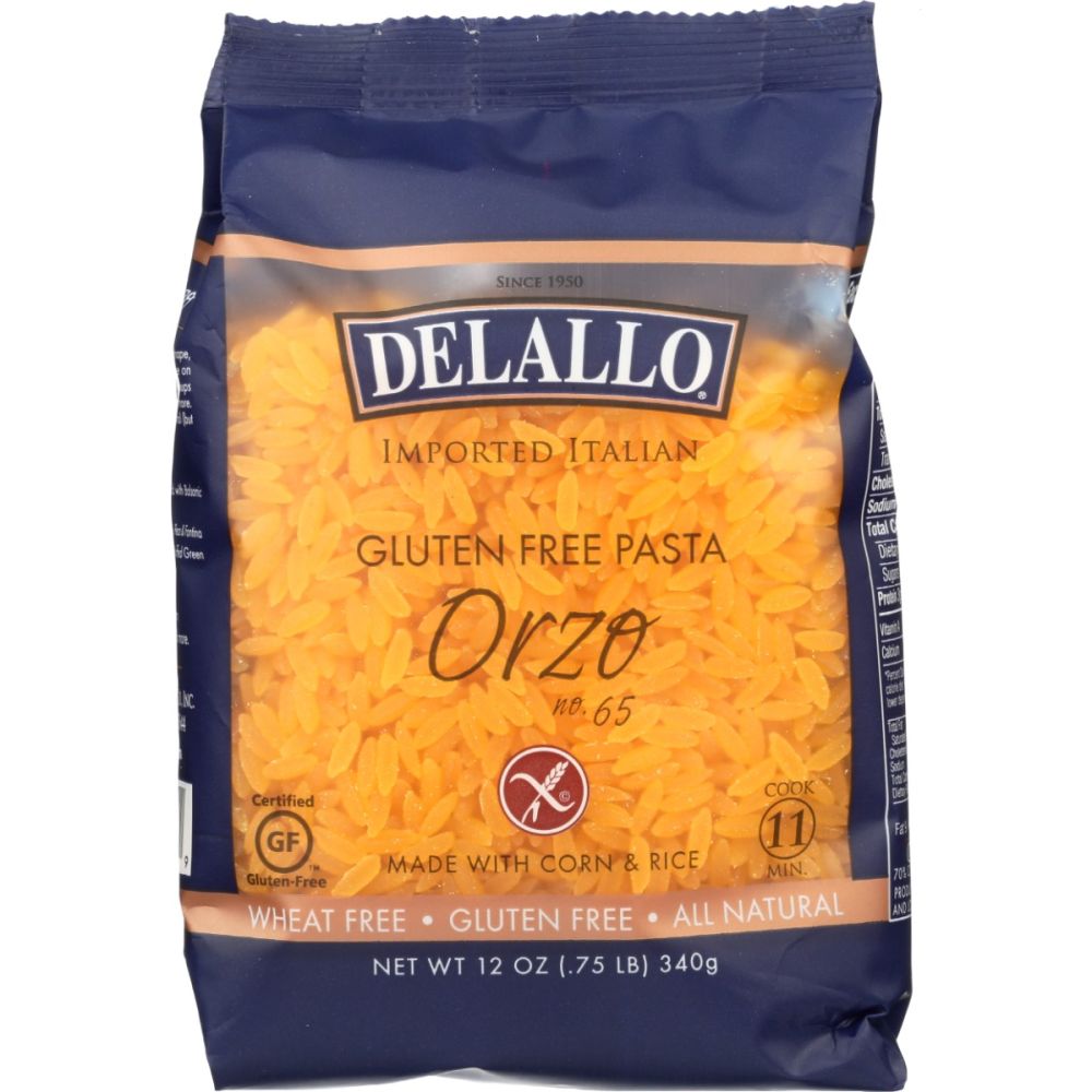 DELALLO: Gluten Free Orzo Corn and Rice Pasta, 12 oz