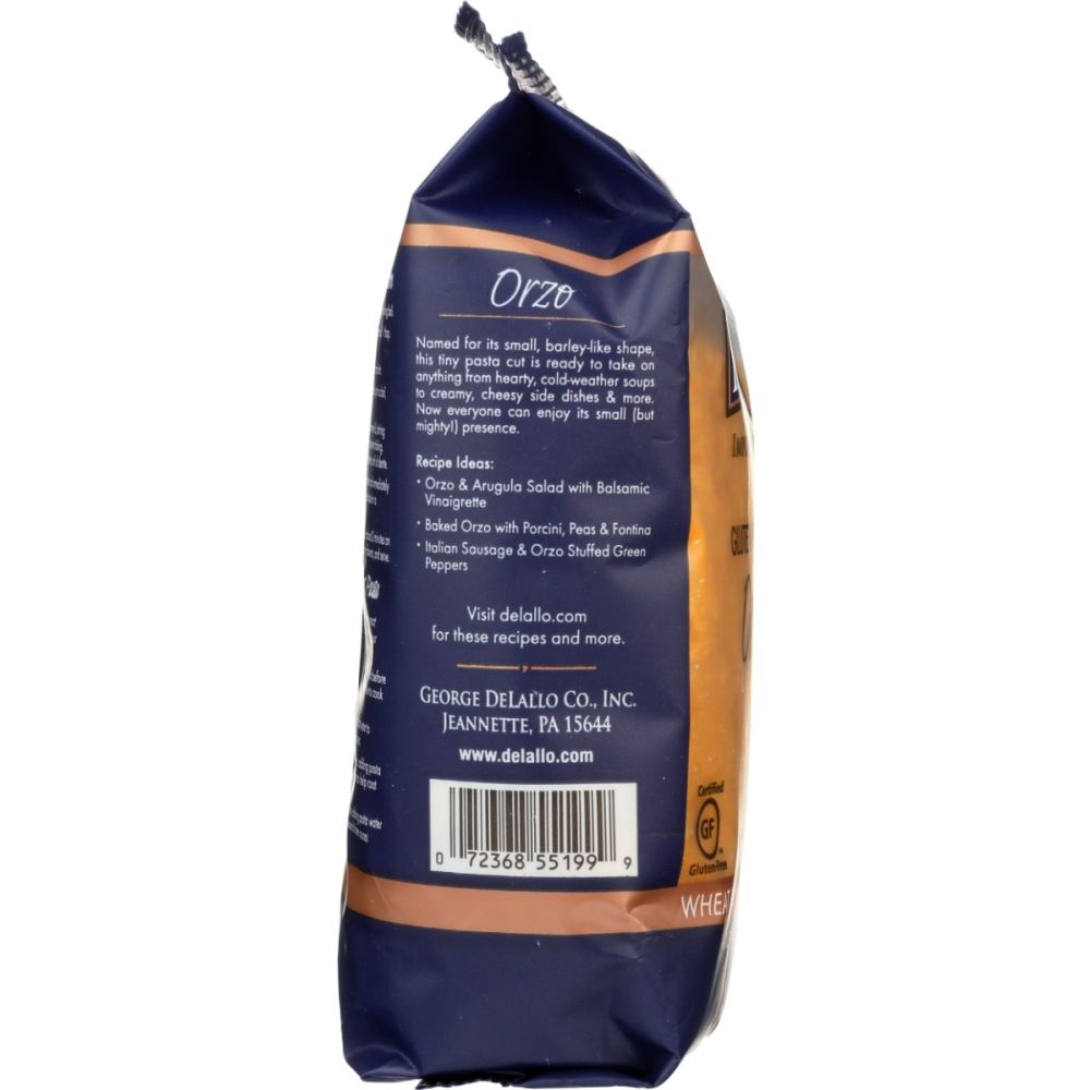 DELALLO: Gluten Free Orzo Corn and Rice Pasta, 12 oz