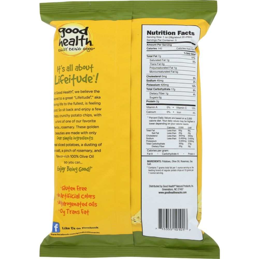 GOOD HEALTH: Kettle Style Potato Chips Olive Oil Rosemary - Savory Snack 5oz