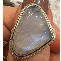 Rainbow Moonstone Ring "Cupid's Call"
