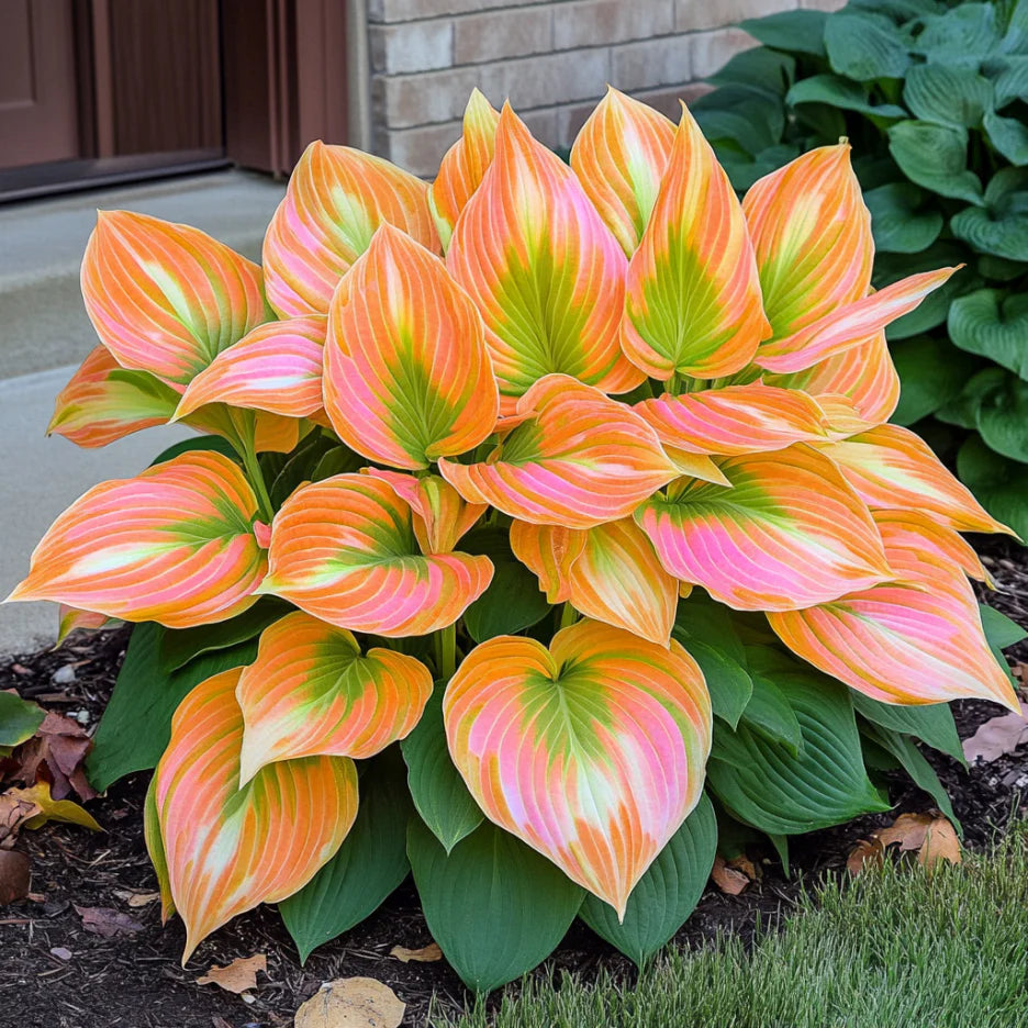 Graines de Hosta rares orange et rose – Couleurs de feuillage hybrides uniques pour jardins ombragés