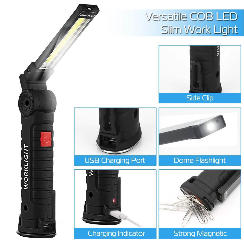 充電式 COB LED スリム ワーク 折りたたみライト
