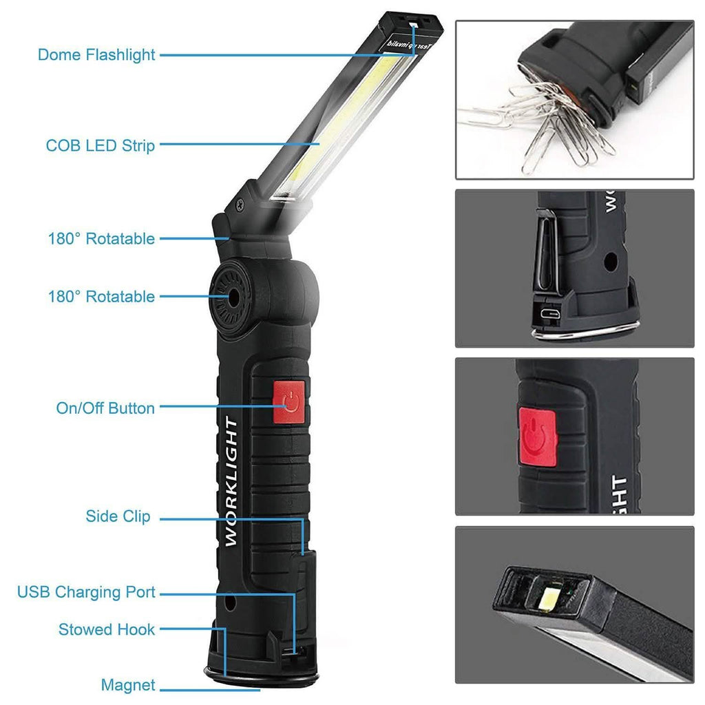 充電式 COB LED スリム ワーク 折りたたみライト