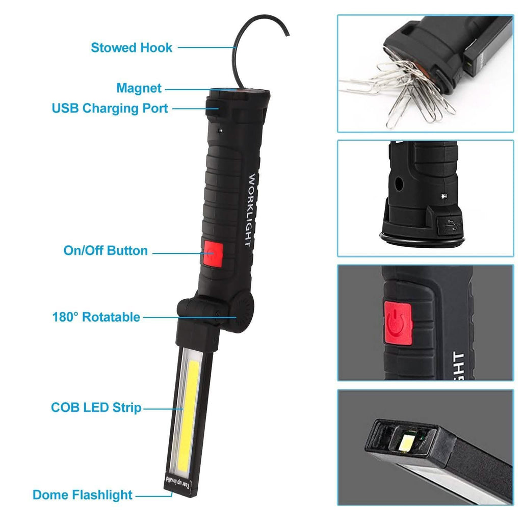充電式 COB LED スリム ワーク 折りたたみライト