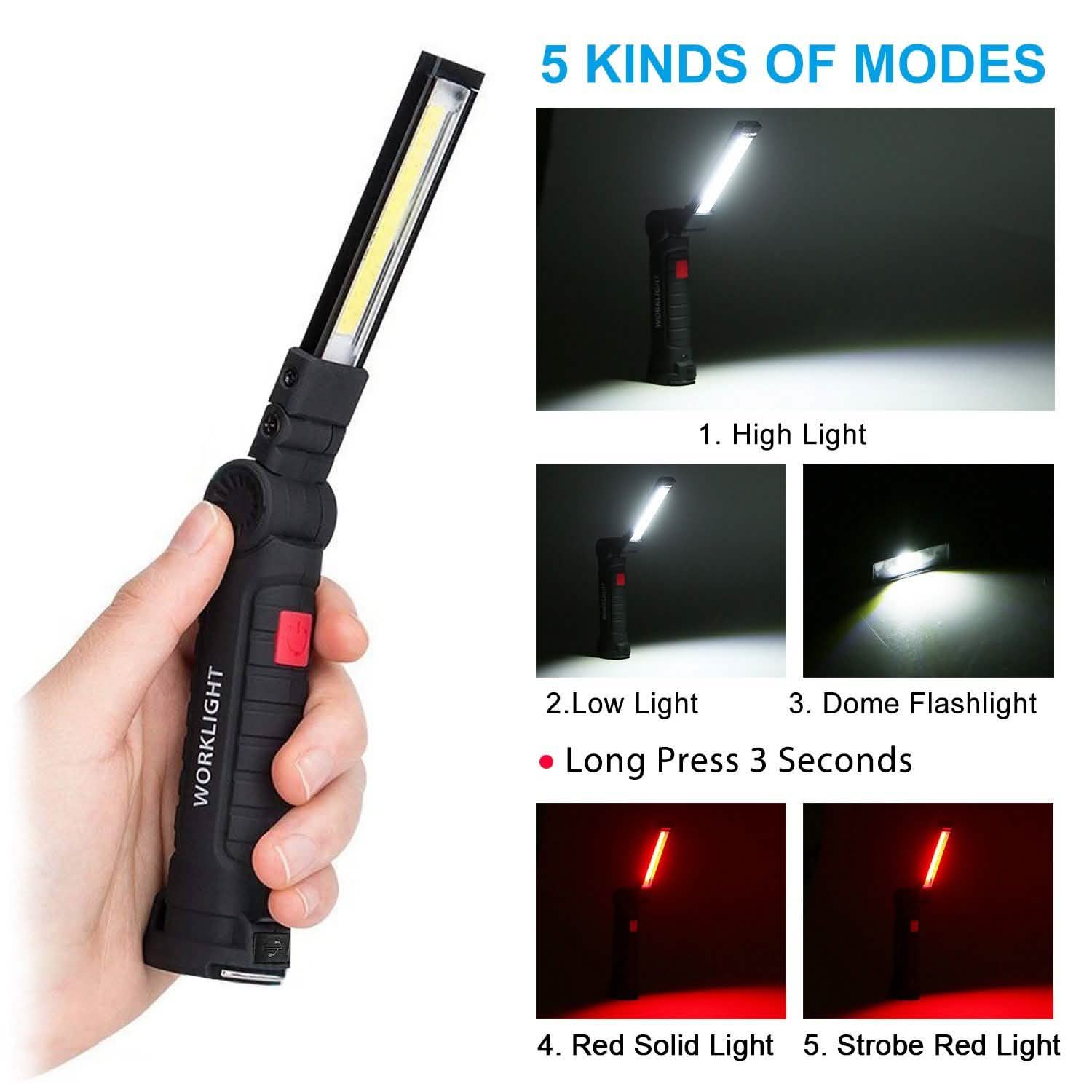 充電式 COB LED スリム ワーク 折りたたみライト