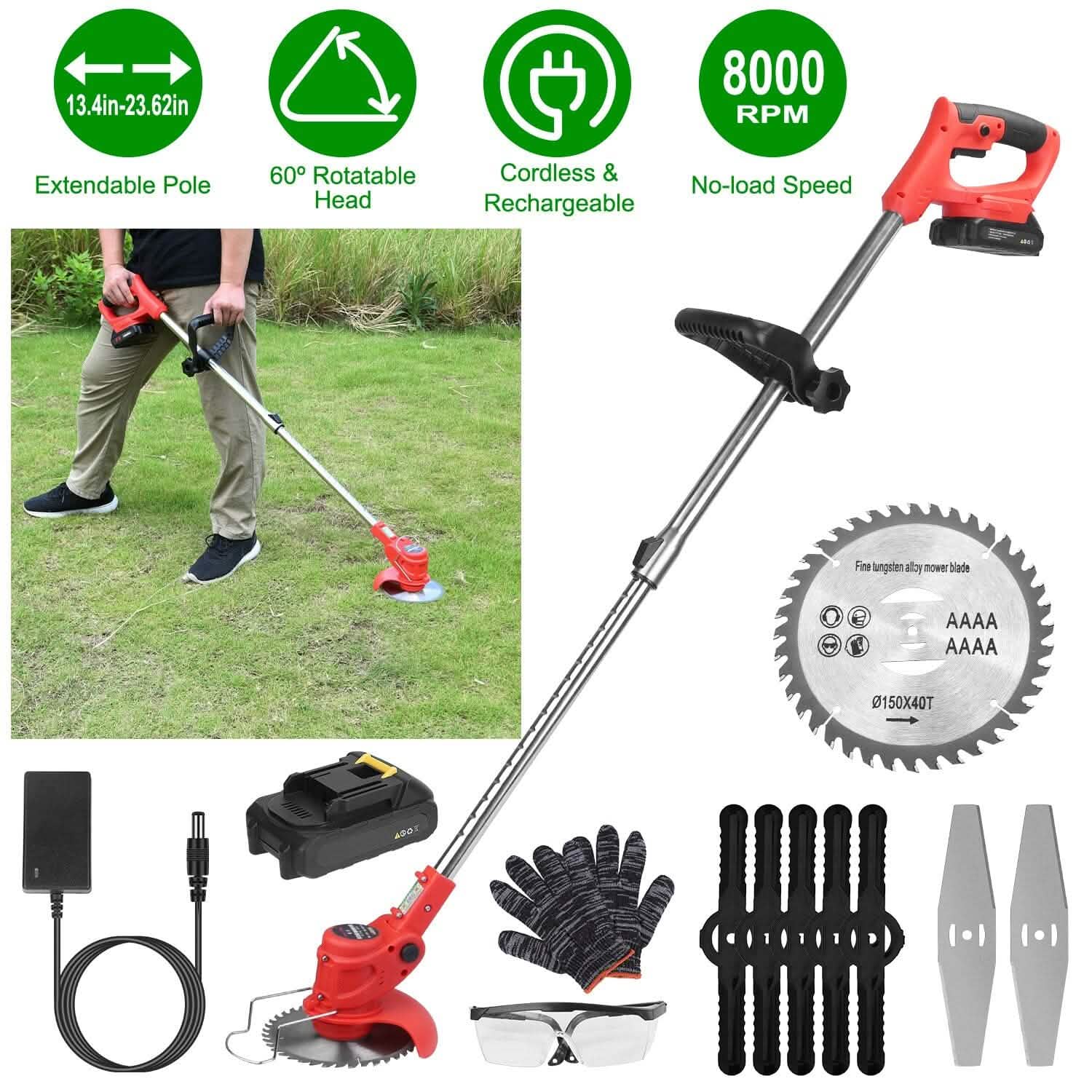 Coupe-bordure électrique sans fil rechargeable avec lame de scie en alliage