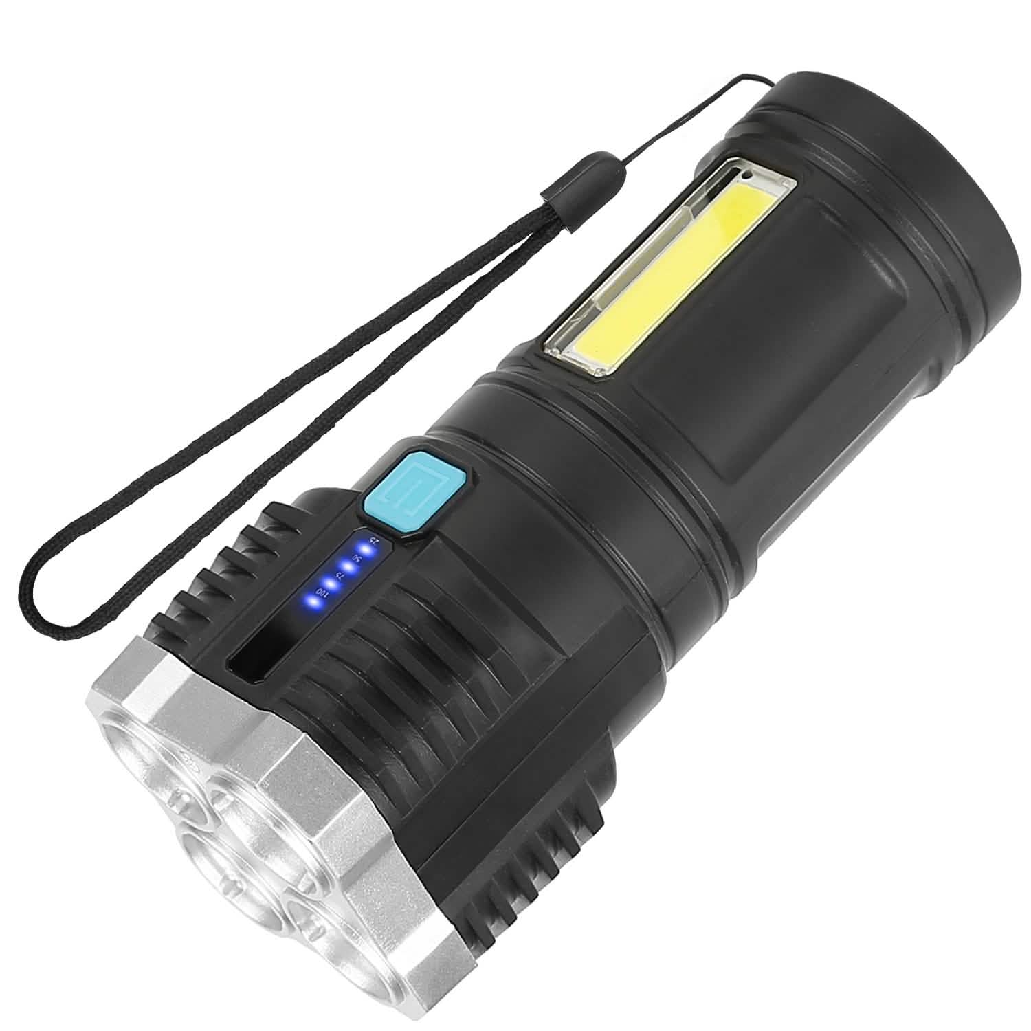 Rechargeable Flashlight LED Floodlight Torch with Strap Super Bright Flashlight