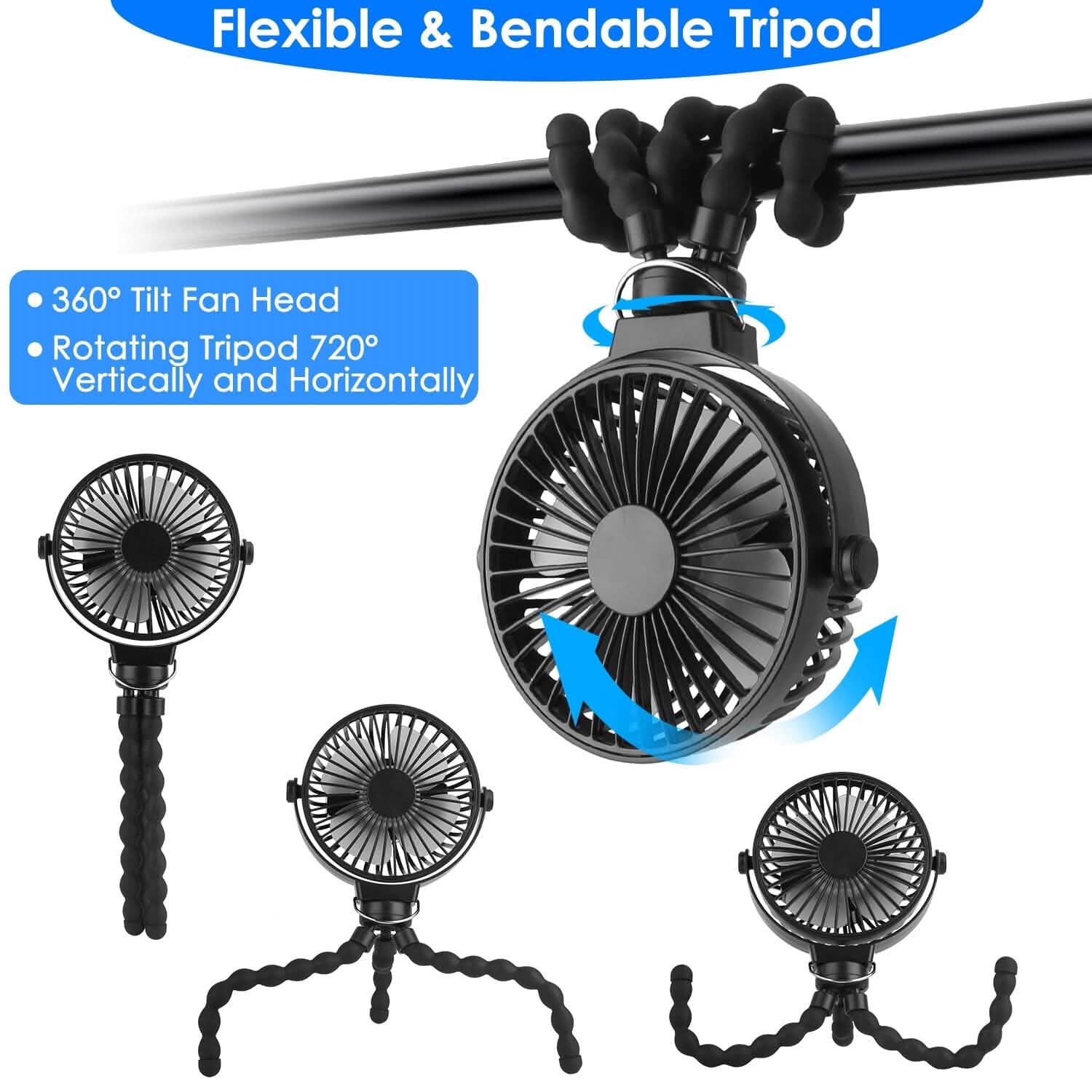 Rechargeable Handheld Fan with Flexible Tripod