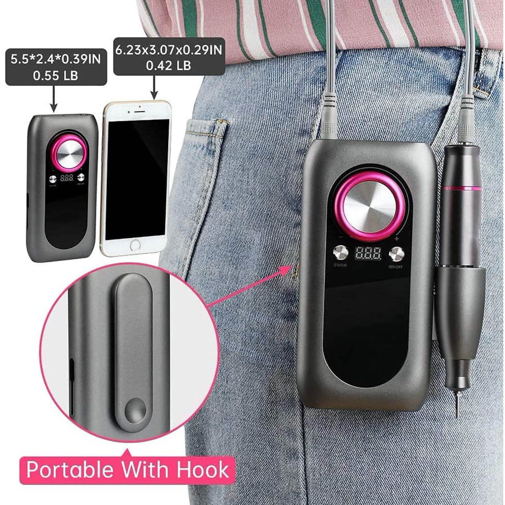 Rechargeable Nail Drill Kit with 2000mAh Phone Power Bank
