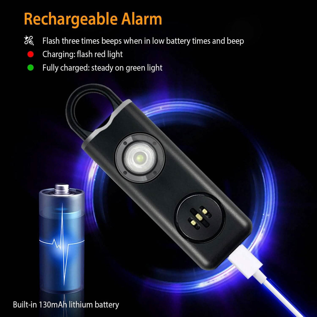Rechargeable Personal Safety Alarm with Strobe Light
