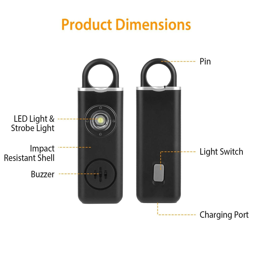 Rechargeable Personal Safety Alarm with Strobe Light