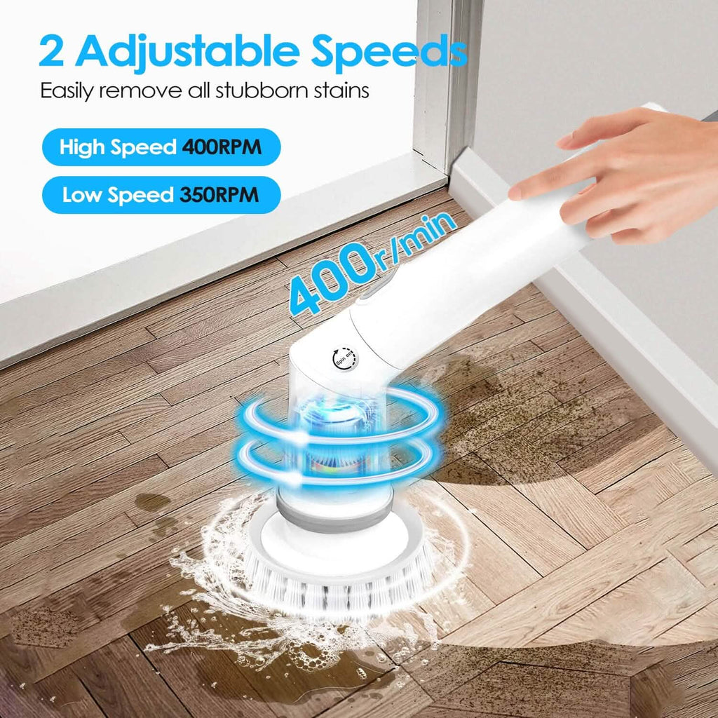 Brosse de nettoyage télescopique rechargeable 6 têtes interchangeables Bras extensible réglable à 2 vitesses