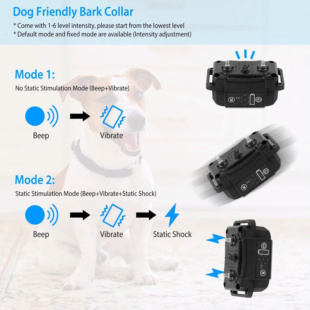 Rechargeable Waterproof Beep Vibration Static Stimulation Bark Stopper