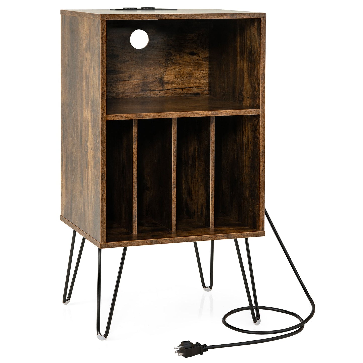 Record Player Stand with Charging Station