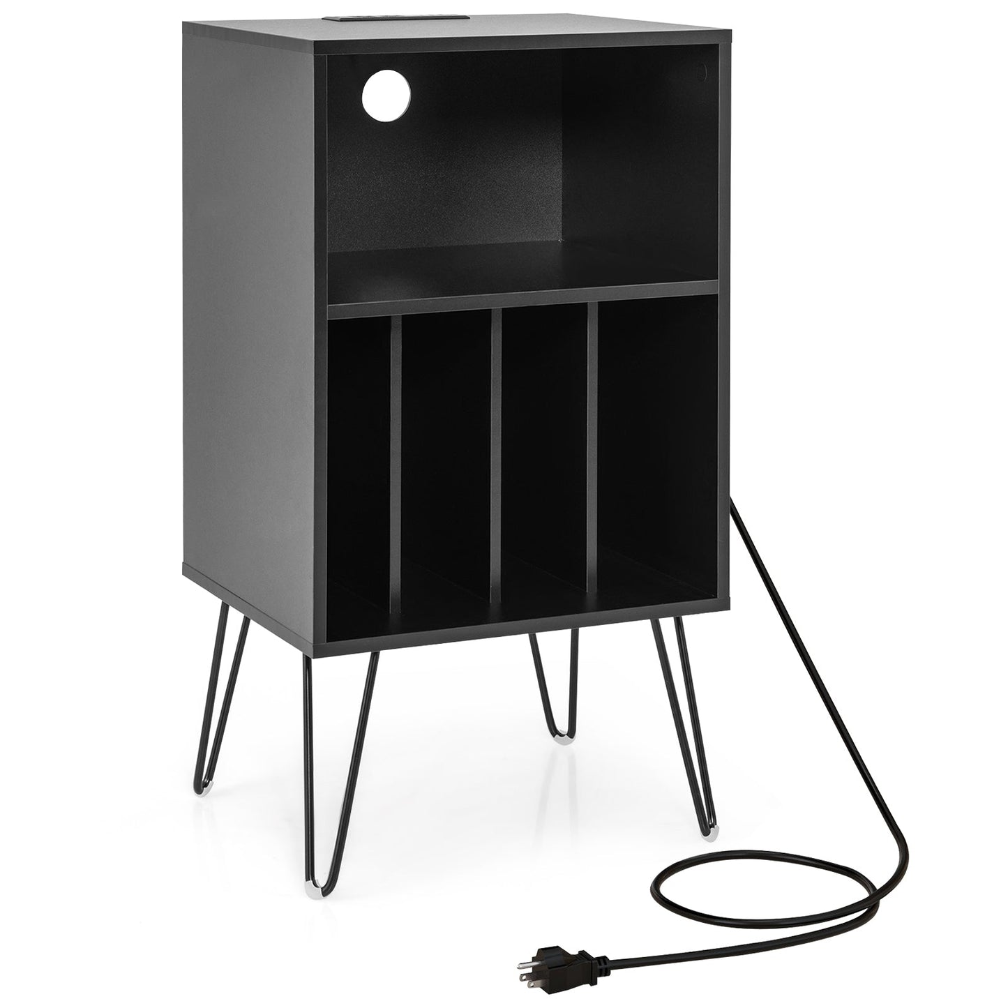 Record Player Stand with Charging Station