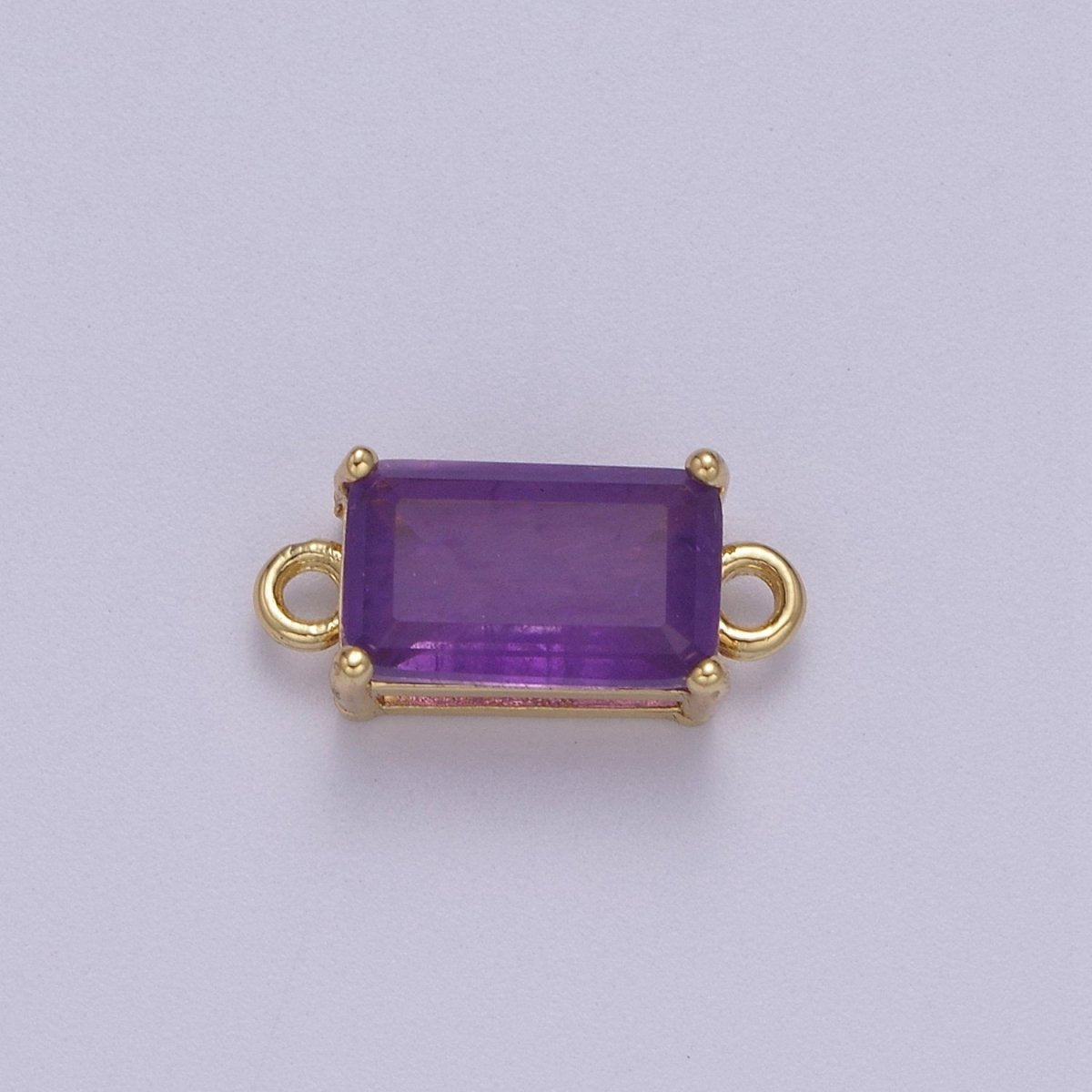 Rectangle Solitaire CZ Birthstone Charm Connector Geometric Diamond Cut Dainty Cubic Zirconia Connector for Necklace Earring Supply F-709~F-720