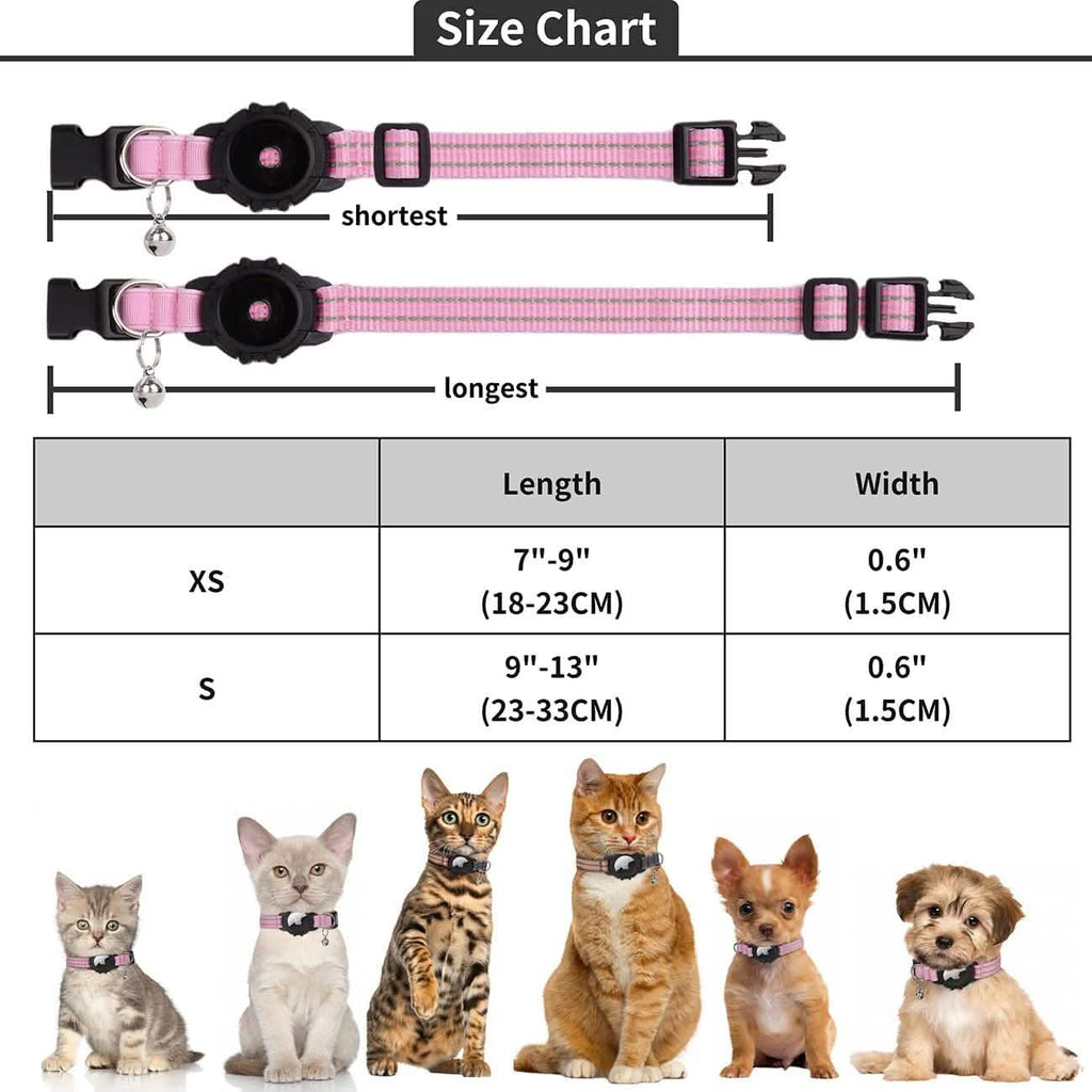 反射GPS猫用首輪（AirTagホルダー＆ベル付き）