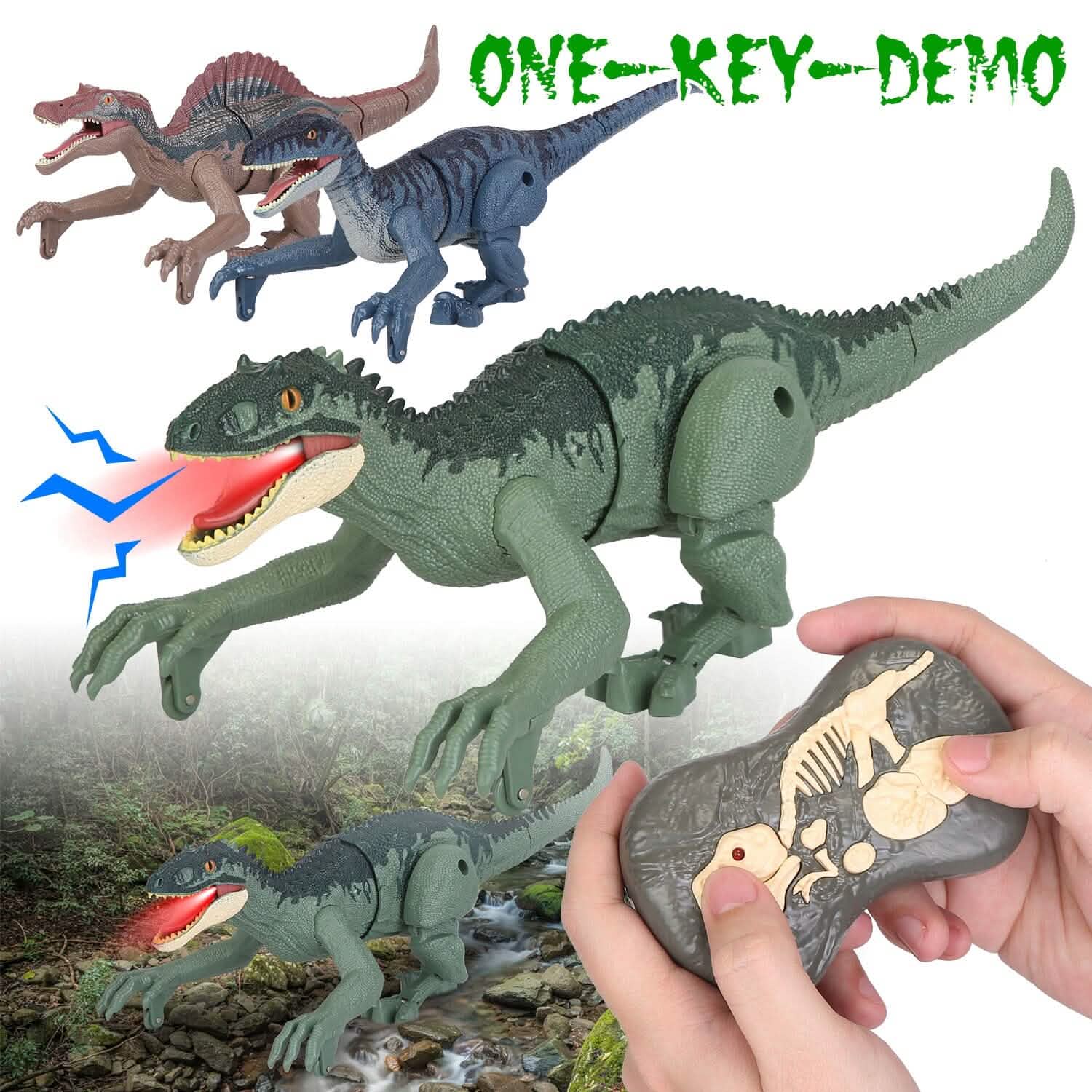 Remote Control Dinosaur with 3D Eye Roaring Sounds for 3-12 Years Old