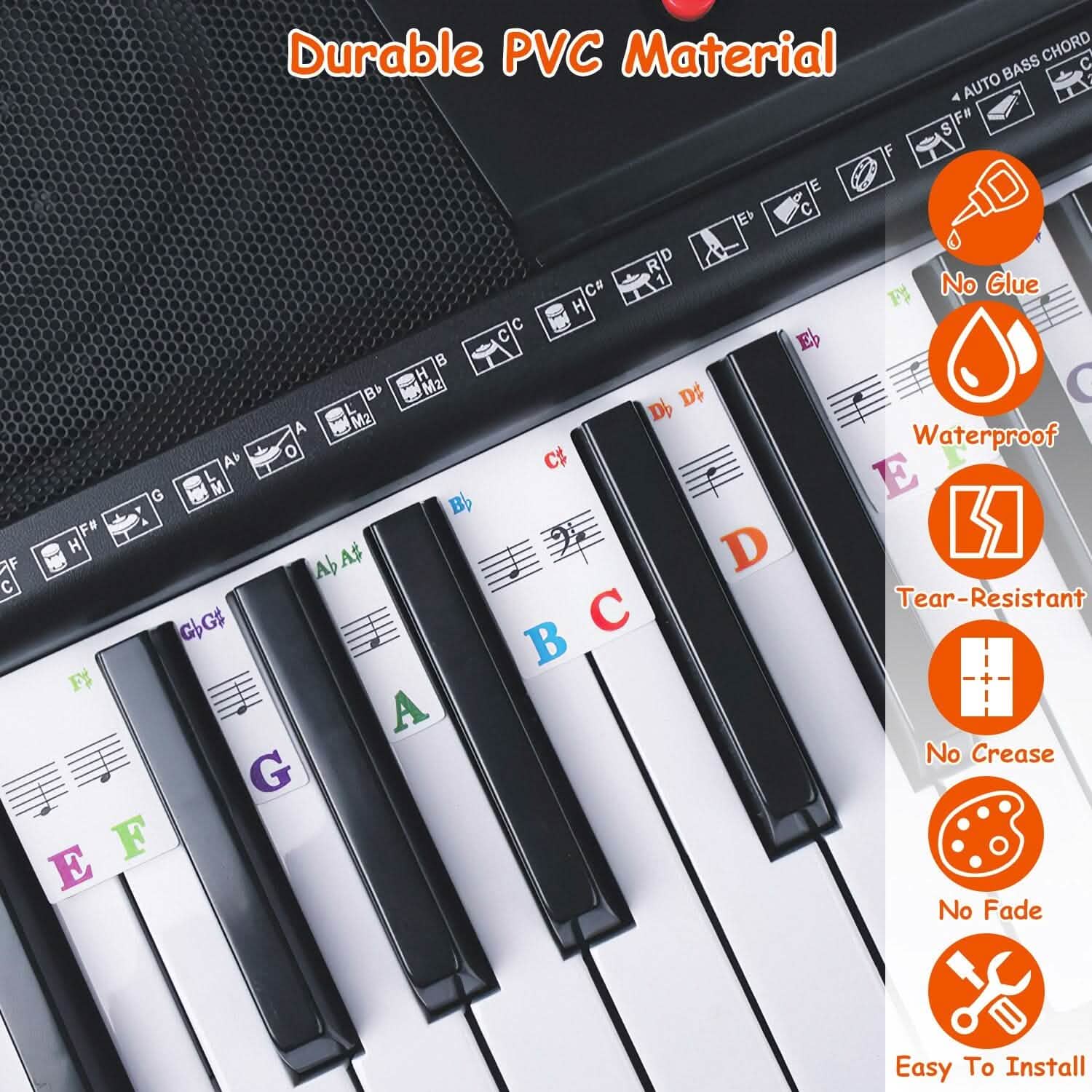 Removable PVC Piano Keyboard Stickers