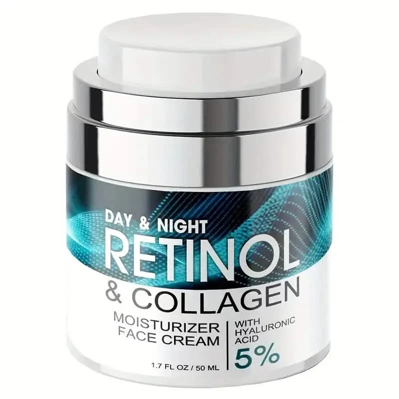 Crème Hydratante au Rétinol avec Collagène, Acide Hyaluronique, Vitamines C+E, Apaise les Peaux Sèches
