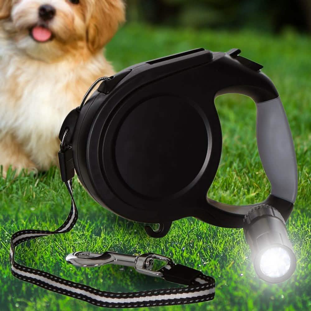 Laisse rétractable pour chien avec lumières LED