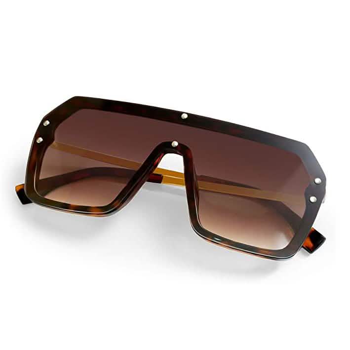 Lunettes de soleil carrées effet bouclier surdimensionnées rétro