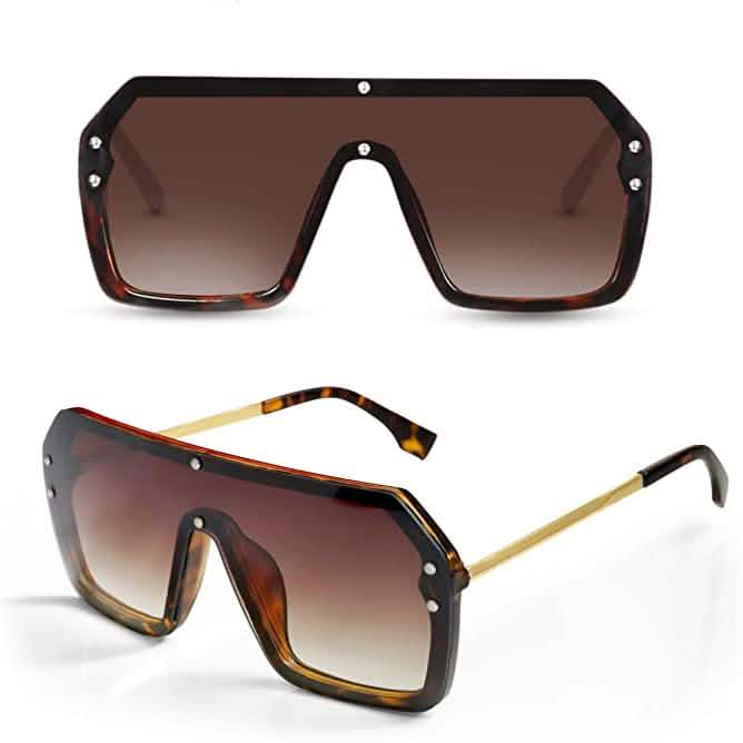 Lunettes de soleil carrées effet bouclier surdimensionnées rétro