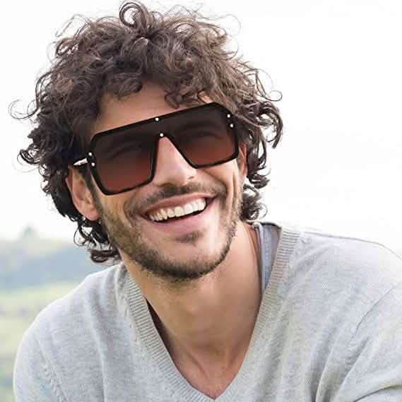 Lunettes de soleil carrées effet bouclier surdimensionnées rétro