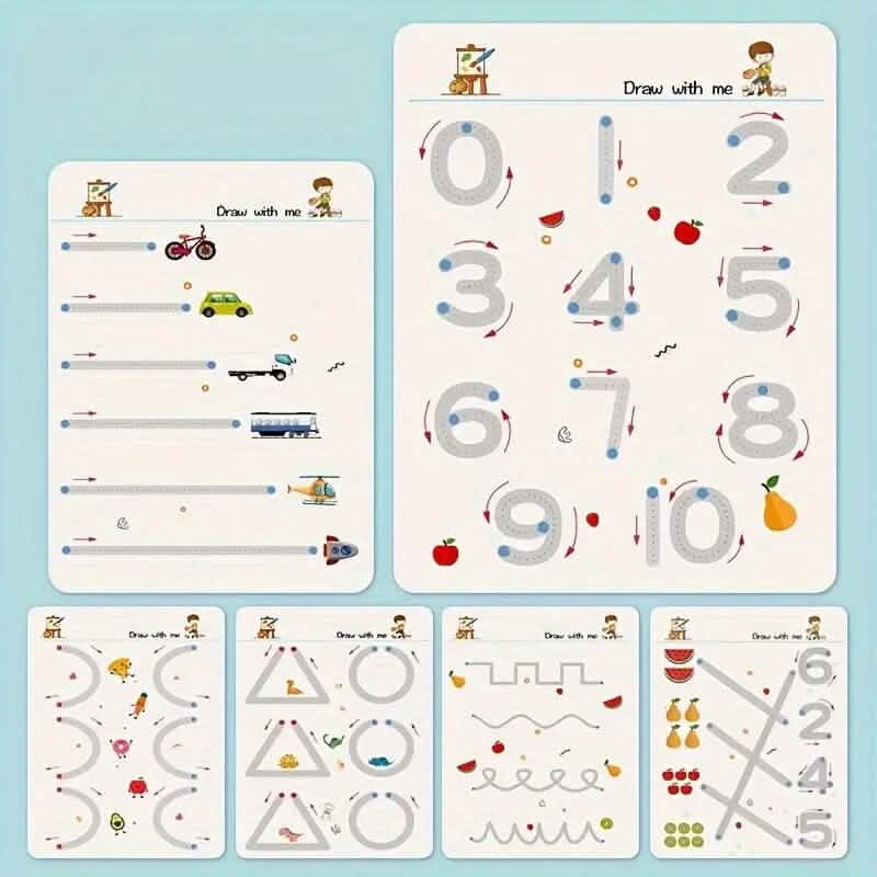 Reusable Magic Practice Workbook Set with Erasable Pen and Refills