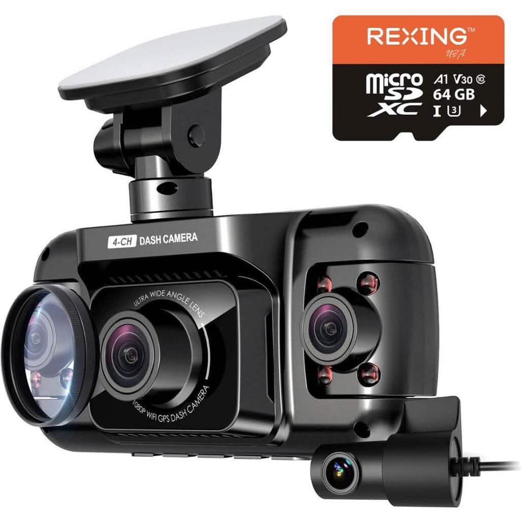 Rexing - R4 4 Channel Dash Cam with All Around 1080p Resolution, Wi-Fi, and GPS - Black  (Refurbished)