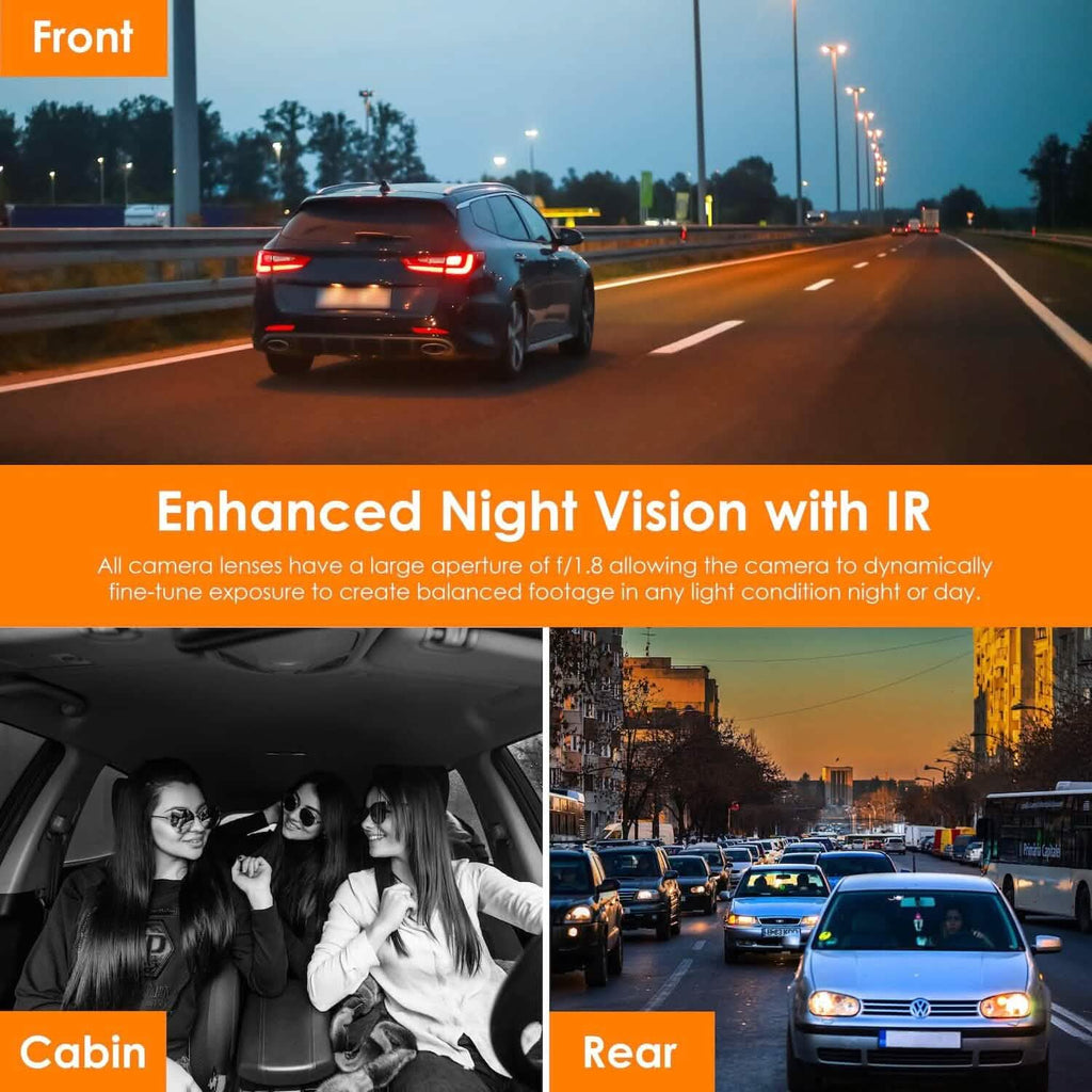 RexingUSA V2 PRO AI Dash Cam 3-Channel Front/Cabin/Rear  (Refurbished)
