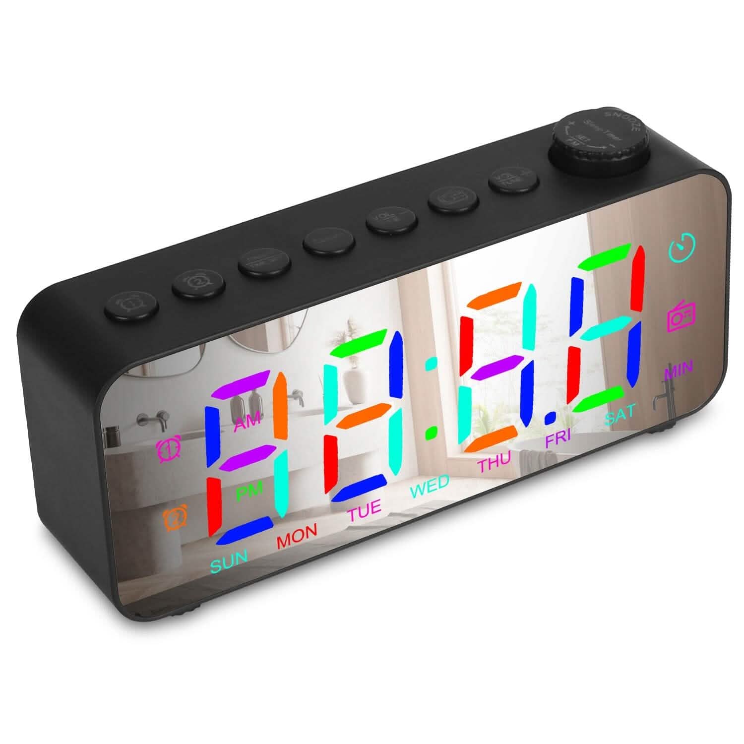 Réveil numérique à LED couleur RVB