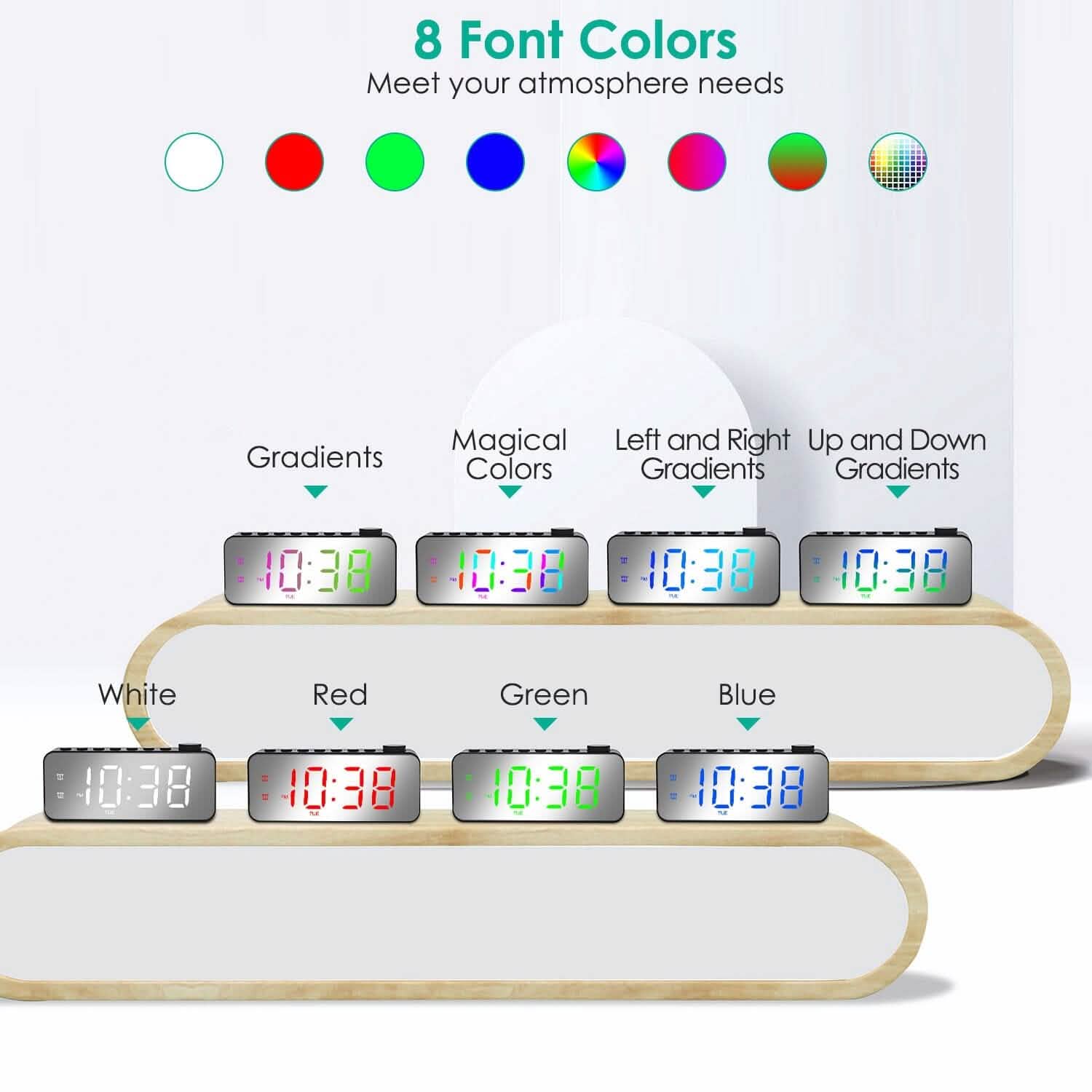 Réveil numérique à LED couleur RVB