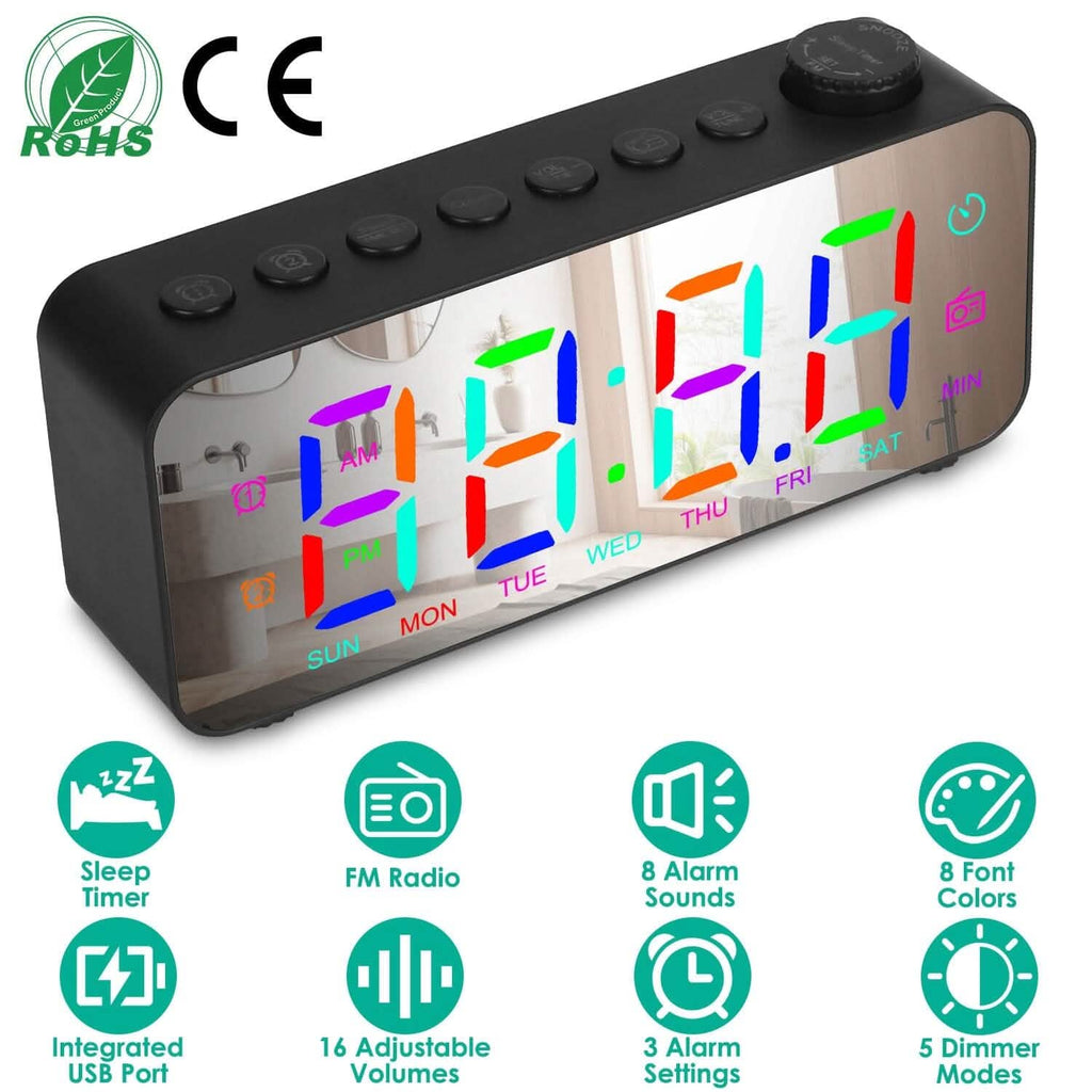 Réveil numérique à LED couleur RVB